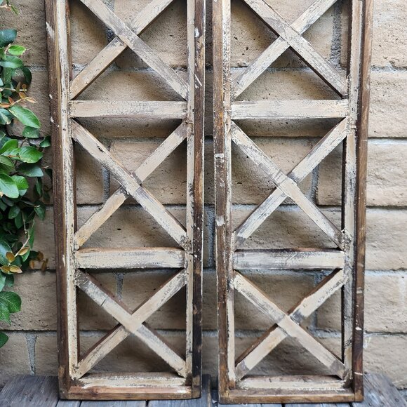 Arch Wood Frame Distress Taupe Shabby Chic Trieste Set of 2, 36" H - Picture 1 of 4